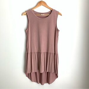 Mote Women’s Tank Top Medium Mauve Oversized High Low Lightweight